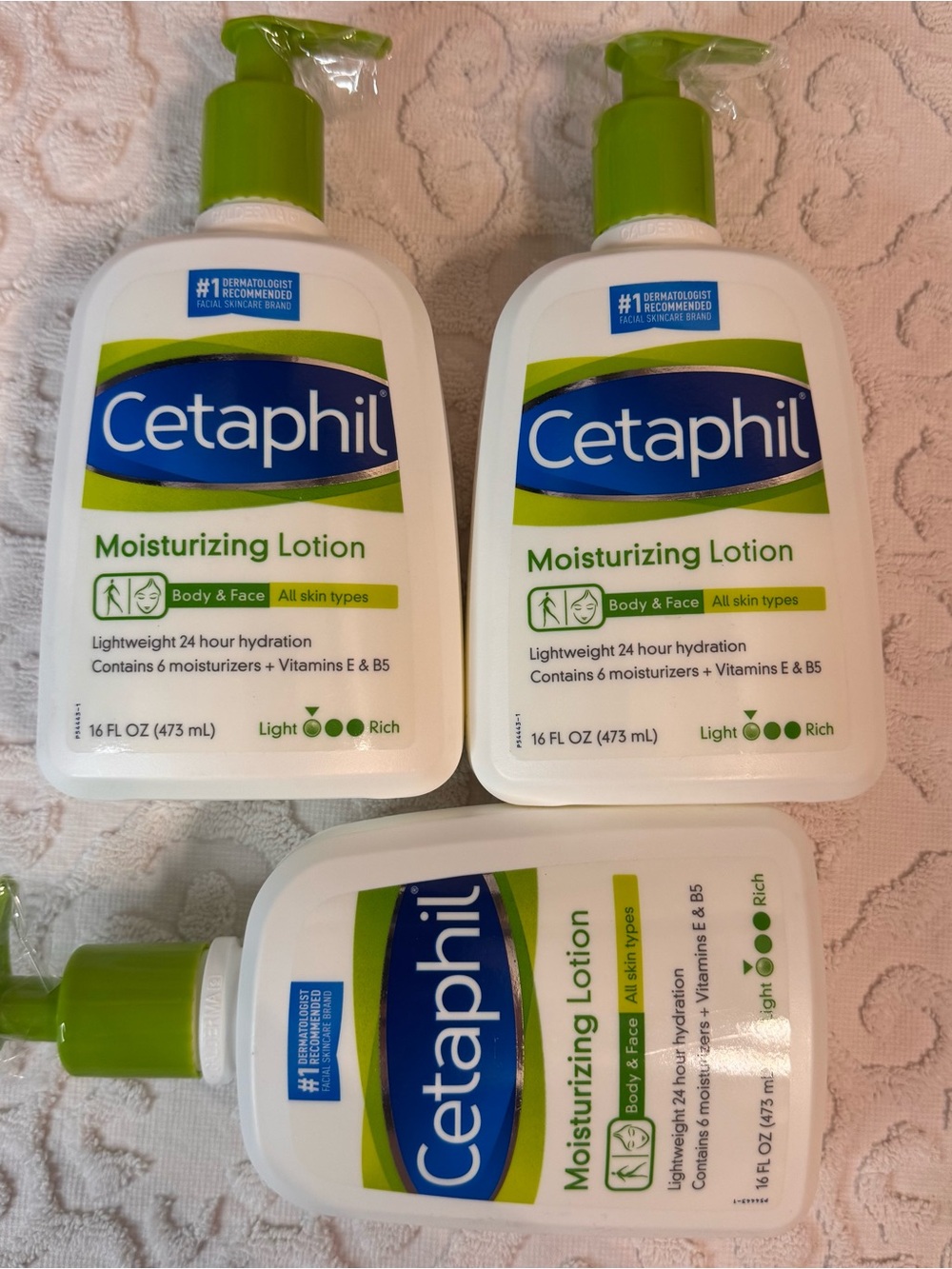 Bundle 3 New Cetaphil Moisturizing Lotion 16oz Light